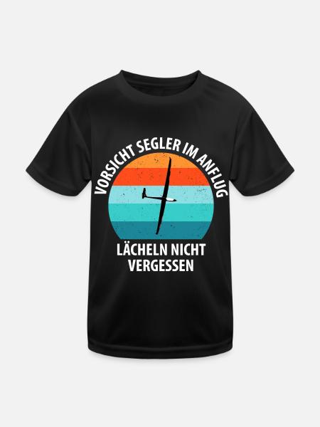 Segelflieger Segelfliegen Segelflugzeug Fliegen - Kinder Funktions-T-Shirt - Schwarz - Vorne
