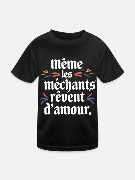 Même les méchants rêvent d'amour - T-shirt sport Enfant - noir - Devant