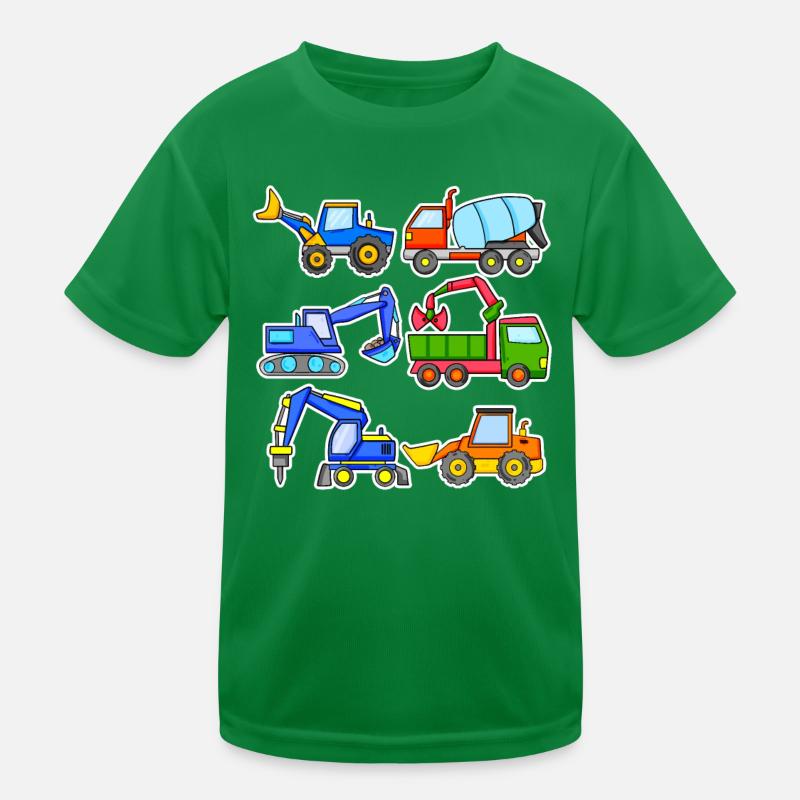Construction site vehicles Kids Functional T-Shirt
