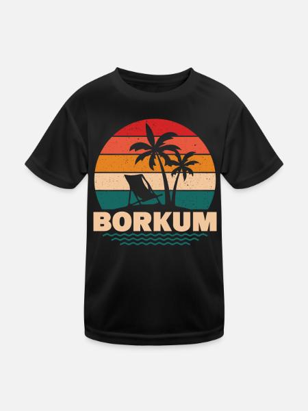 Nordsee Norddeutschland Borkum Geschenk - Kinder Funktions-T-Shirt - Schwarz - Vorne