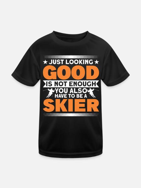 Skifahren Skifahrer Skifahren Geschenk - Kinder Funktions-T-Shirt - Schwarz - Vorne