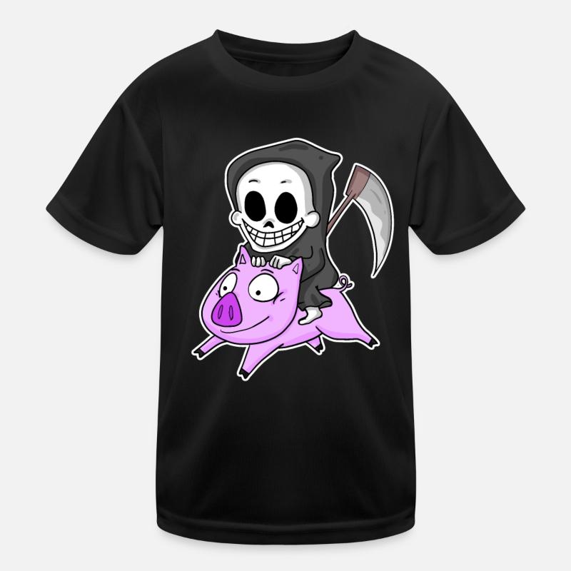 Grim Reaper and Pig Kids Functional T-Shirt
