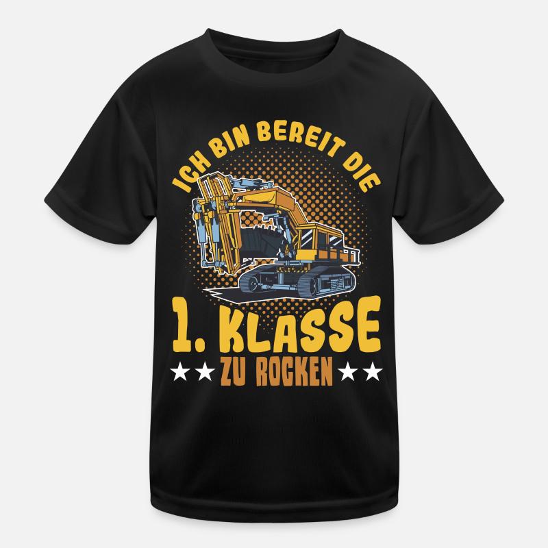 Bagger Schulbeginn Schulanfänger Schulkind Kinder Funktions-T-Shirt