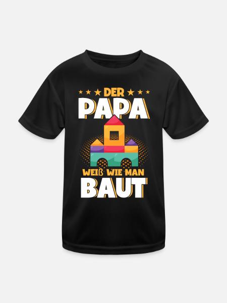 Papa Klemmbaustein Klemmbausteine - Kinder Funktions-T-Shirt - Schwarz