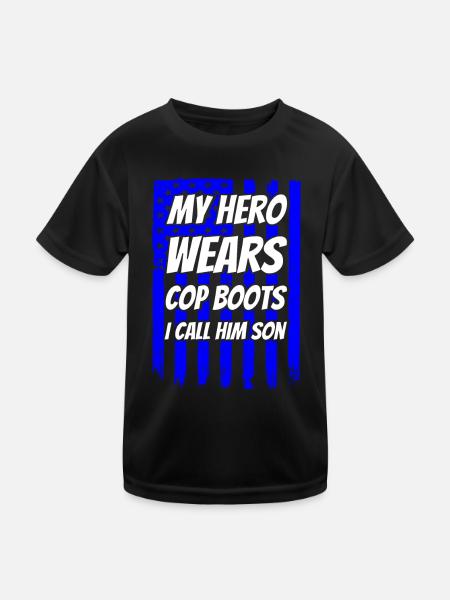 Amerikanisch Polizei Polizei Großvater - Kinder Funktions-T-Shirt - Schwarz - Vorne