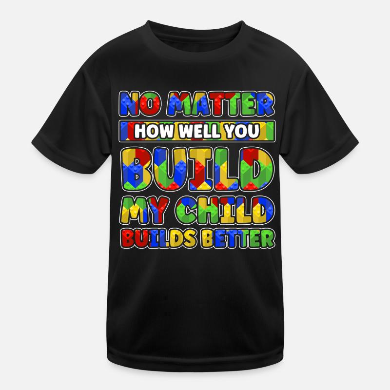 Bauen Sie Klemmbaustein Baustein - Kinder Funktions-T-Shirt - Schwarz