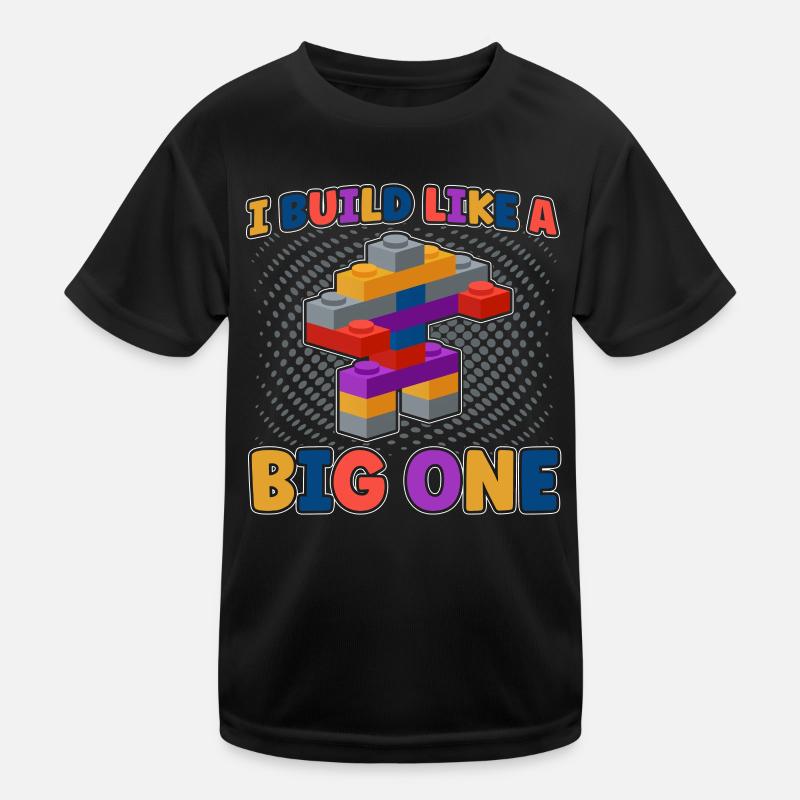 Bauen Klemmbaustein Baustein - Kinder Funktions-T-Shirt - Schwarz