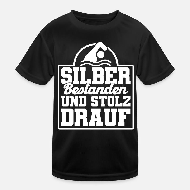 Silber Schwimmer Prüfung Silber Schwimmabzeichen Kinder Funktions-T-Shirt