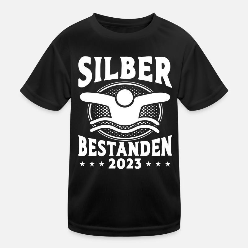 Silber Schwimmer Prüfung Silber Schwimmabzeichen Kinder Funktions-T-Shirt