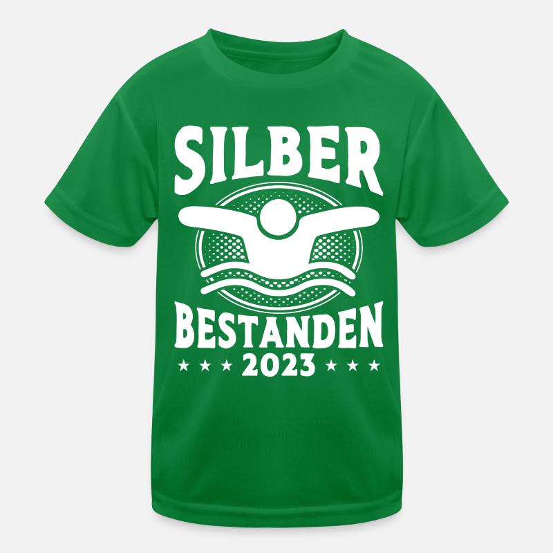 Silber Schwimmer Prüfung Silber Schwimmabzeichen Kinder Funktions-T-Shirt