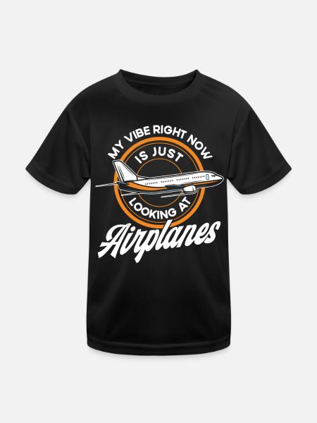 Flugzeug Pilot Flugzeuge Flugzeug Landung Geschenk - Kinder Funktions-T-Shirt - Schwarz - Vorne