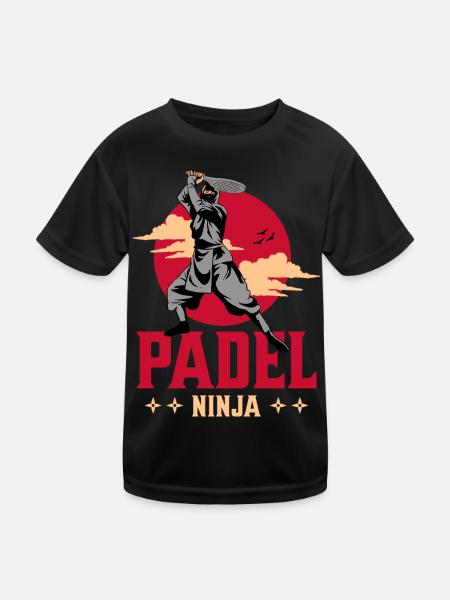 Padel Ninja Samurai Japanese Paquet Paddle - Kids Functional T-Shirt - black - Front