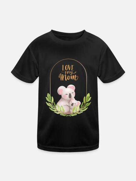 Aquarell Koala – Love my Mom - Kinder Funktions-T-Shirt - Schwarz - Vorne