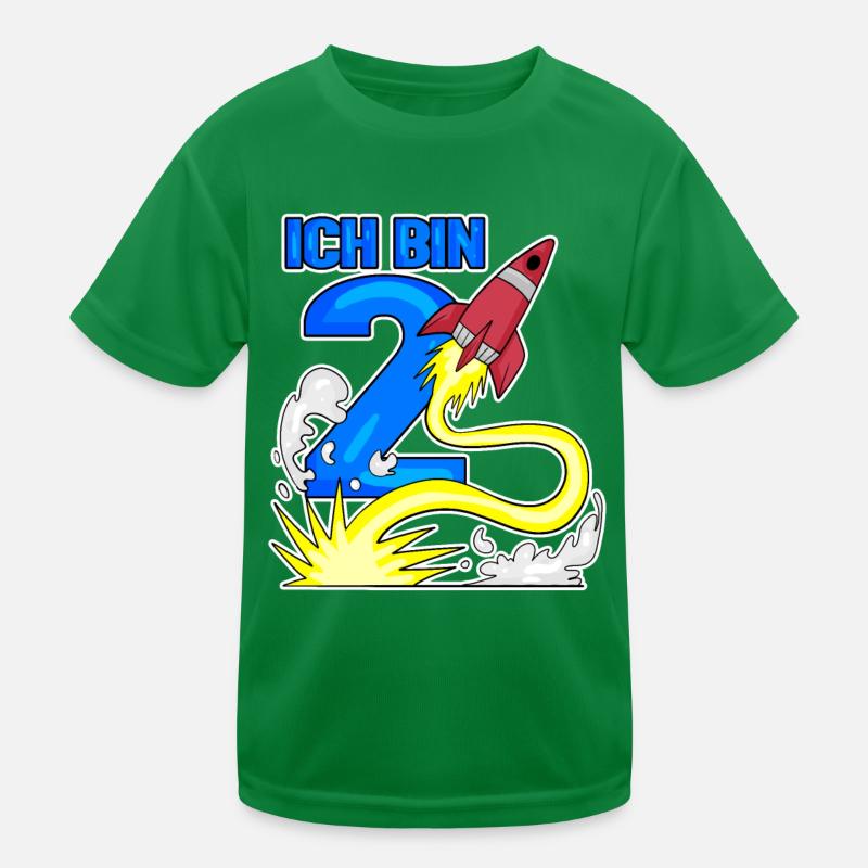 2 Birthday Boy Astronaut Rocket - due anni Maglietta sportiva per bambini
