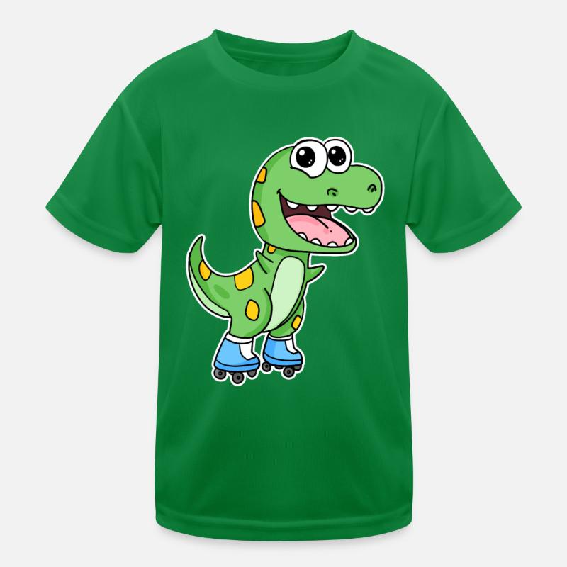 Dinosaur Skating Kids Functional T-Shirt