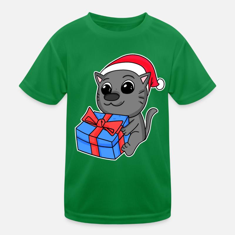 Chat Noël T-shirt sport Enfant