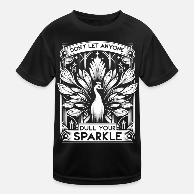 White Art Deco Peacock: Stylish Elegance Kids Functional T-Shirt