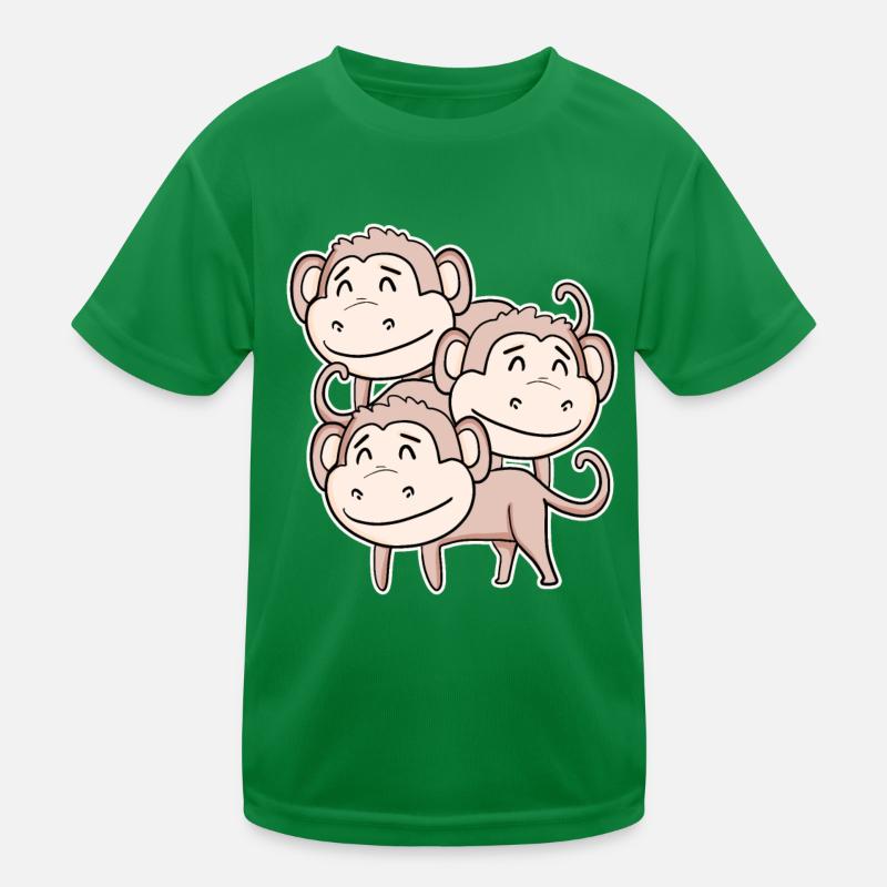 Cute Monkey - Monkey Motif Kids Functional T-Shirt