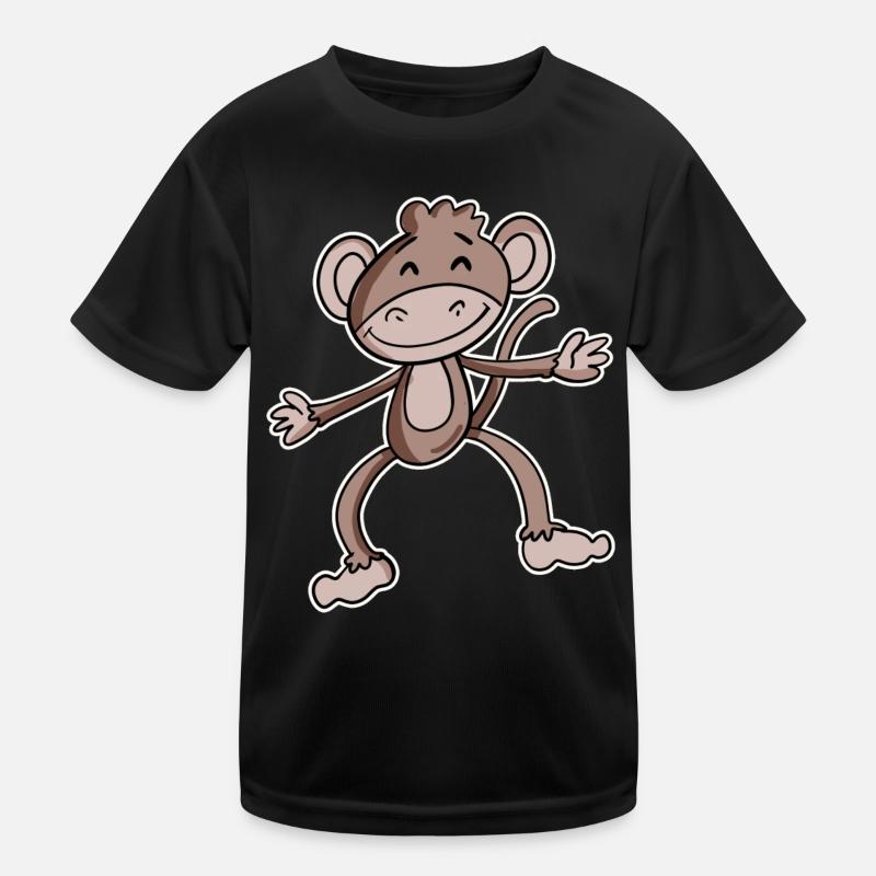 Affe - Kinder Funktions-T-Shirt - Schwarz