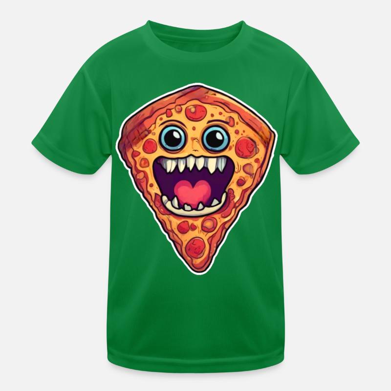 Cute pizza monster in comic style Kids Functional T-Shirt
