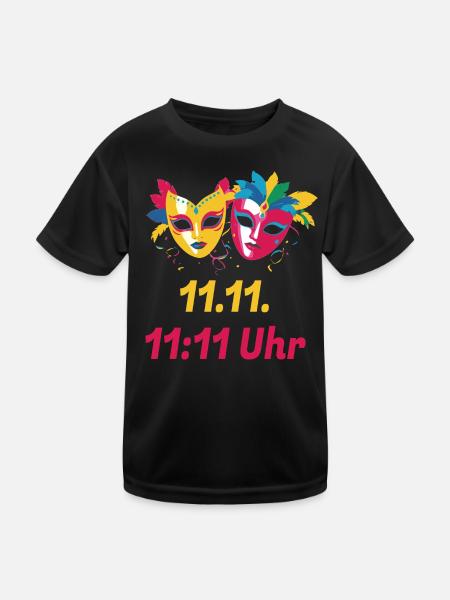 Kölner Karneval Köln 11.11. Karnevalsbeginn Maske - Kinder Funktions-T-Shirt - Schwarz - Vorne