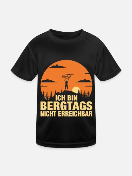Lustiger Mountainbike Spruch Bergtags nicht - Kinder Funktions-T-Shirt - Schwarz - Vorne