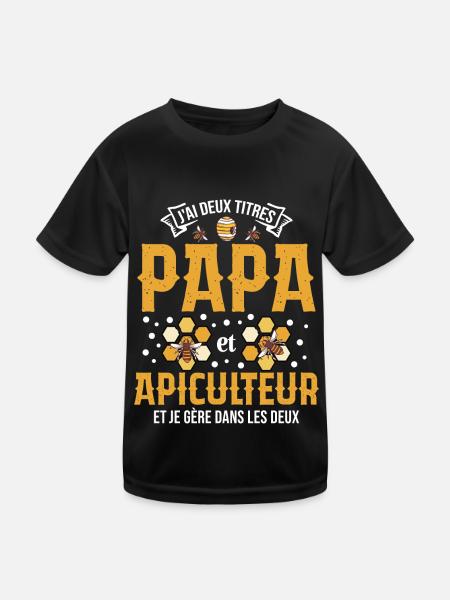 Papa Apiculteur Homme Abeilles Abeille Apiculture - T-shirt sport Enfant - noir - Devant