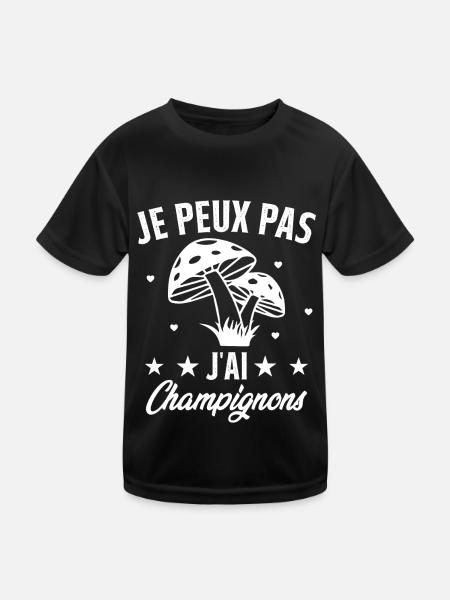 je peux pas j'ai champignons humour - T-shirt sport Enfant - noir - Devant