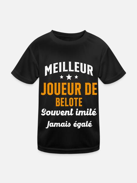 Jamais égalé meilleur Joueur de Belote Cadeau - T-shirt sport Enfant - noir - Devant