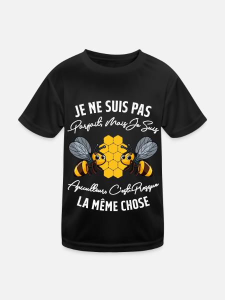 Pas Parfait mais Apiculteur Cadeau Humour Abeille - T-shirt sport Enfant - noir - Devant
