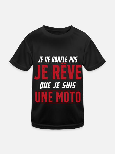 Je ne ronfle pas je rêve de moto ma passion - T-shirt sport Enfant - noir - Devant