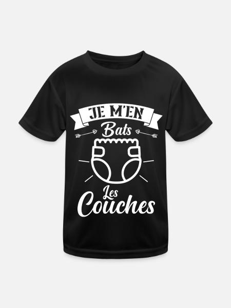 Je M'en Bats Les Couches Cadeau Body Fun Enceinte - T-shirt sport Enfant - noir - Devant