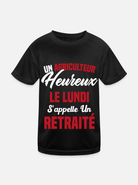 Agriculteur Heureux le lundi S'appelle un Retraité - T-shirt sport Enfant - noir - Devant