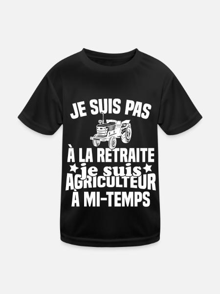 Idée cadeau pour un agriculteur retraité - T-shirt sport Enfant - noir - Devant