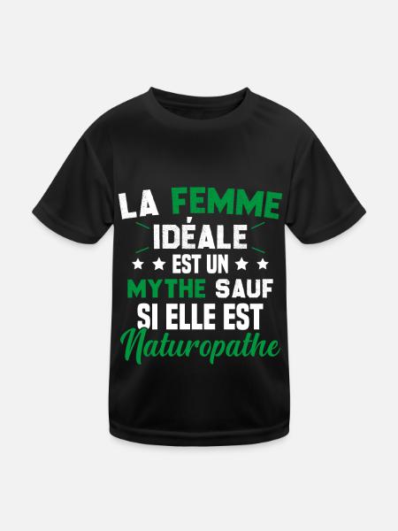 La femme idéale est un mythe sauf naturopathe - T-shirt sport Enfant - noir - Devant