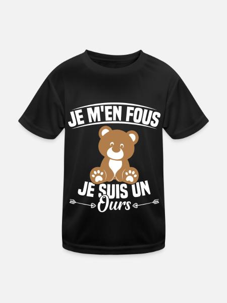 Je M'en Fous Je Suis Un Ours - T-shirt sport Enfant - noir - Devant