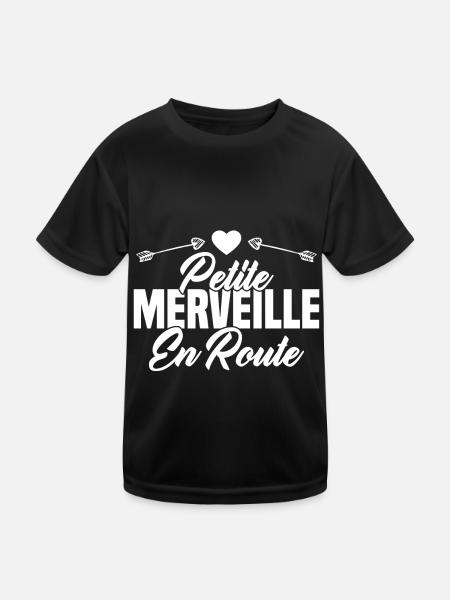 Femme Petite Merveille En Route Future Grossesse - T-shirt sport Enfant - noir - Devant