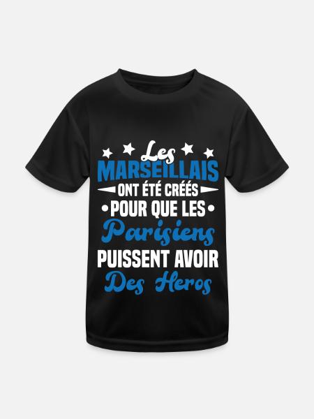 Les marseillais ont été créés pour les parisiens - T-shirt sport Enfant - noir