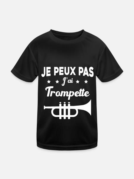 Je peux pas j'ai trompette Cadeau - T-shirt sport Enfant - noir - Devant