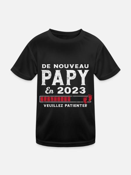 De Nouveau Papy en 2023 Cadeau Futur Papy - T-shirt sport Enfant - noir - Devant