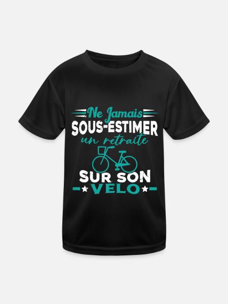 Un Retraité Sur Son Vélo Humour Retraite Cycliste - T-shirt sport Enfant - noir - Devant
