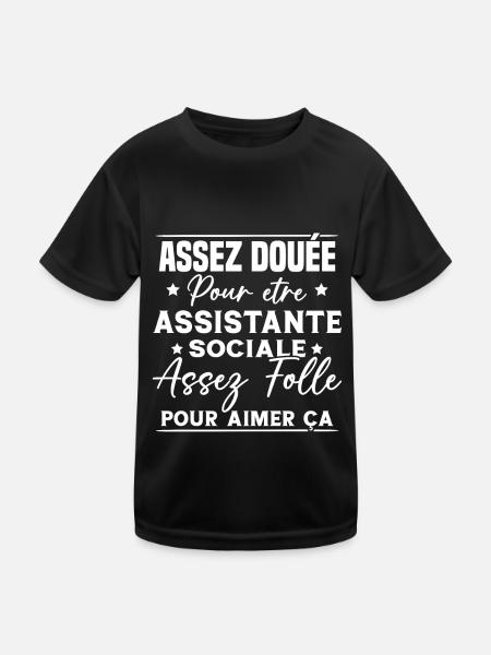 Assistante Sociale Humour Métier Idée Cadeau Femme - T-shirt sport Enfant - noir - Devant