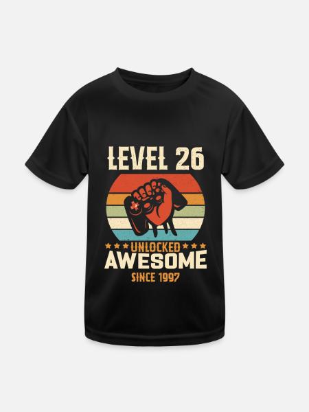 Level 26 Complete 1997 Birthday Gift - Kids Functional T-Shirt - black - Front