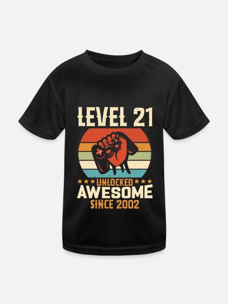 Level 21 Complete 2002 Birthday Gift - Kids Functional T-Shirt - black - Front