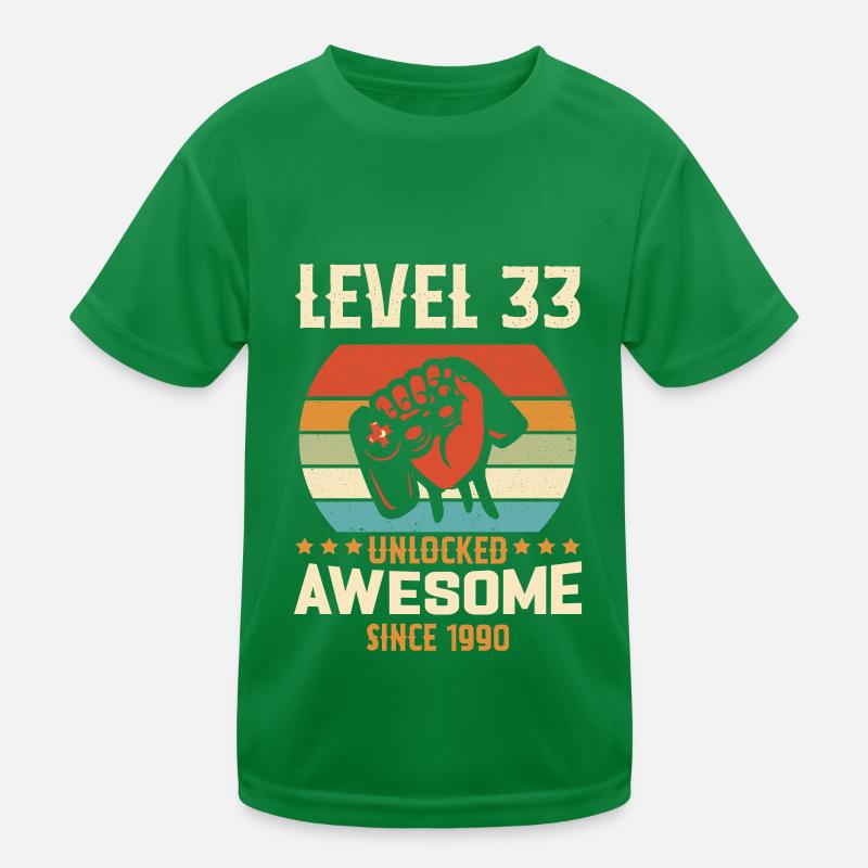 Level 33 Complete 1990 Birthday Gift Kids Functional T-Shirt