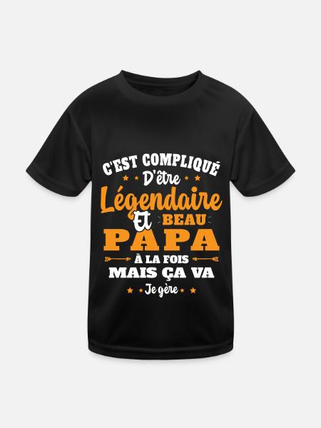 Légendaire et Beau Papa Cadeau Papa de l'année - T-shirt sport Enfant - noir - Devant