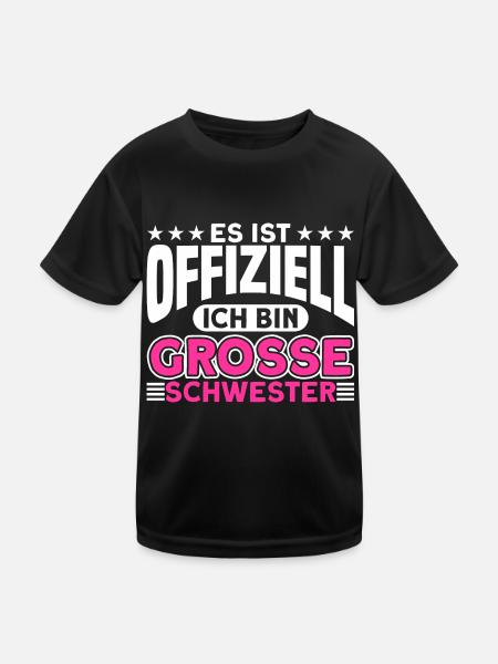 Große Schwester Bruder Schwester Geschenk - Kinder Funktions-T-Shirt - Schwarz