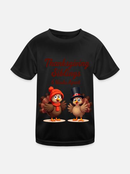 Thanksgiving Siblings - Kids Functional T-Shirt - black - Front