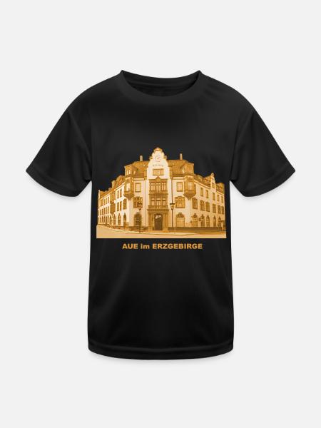 Aue Town Hall Erzgebirge Saxony Mining Wismut - Kids Functional T-Shirt - black - Front