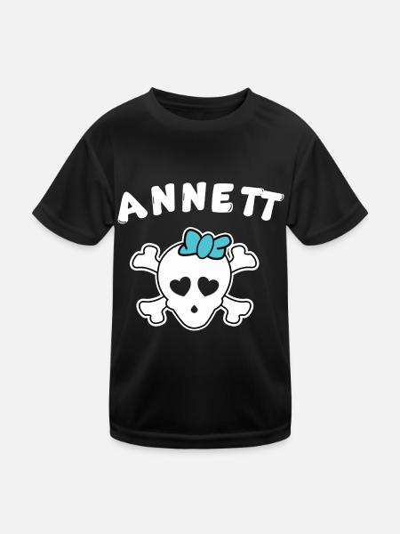 Piratin Annett Design für Mädchen und Frauen - Kinder Funktions-T-Shirt - Schwarz - Vorne